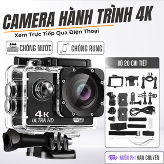 Camera 4K Ultra HD Wifi Kết Nối Điện Thoại, Camera gắn mũ cho xe máy phượt, chống rung, chống nước