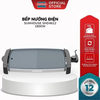 Bếp Nướng Điện Sunhouse SHD4612 - Bảo Hành 12 Tháng, Tự Ngắt Khi Quá Nhiệt, Khay Hứng Mỡ Tiện Lợi