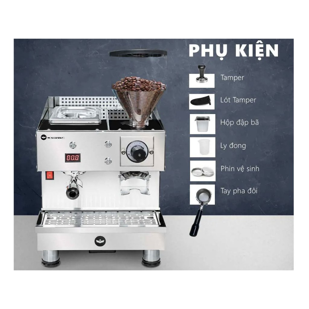 [HCM] Máy Pha Cà Phê Lamvita Mio I Có Tích Hợp Sẵn Xay Pha - Công Suất Sử Dụng Bán Hàng 150 Ly Ngày