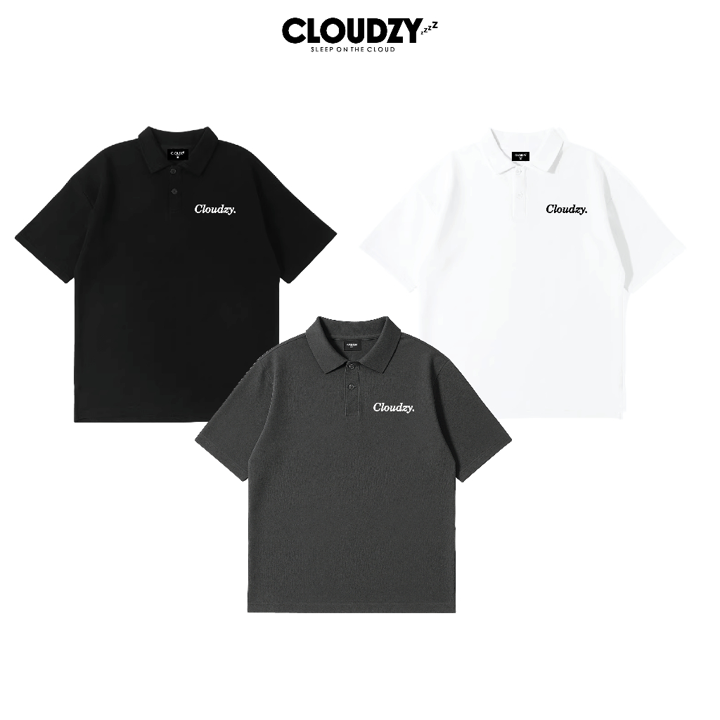 Áo polo CLOUDZY unisex form rộng áo có cổ pima logo áo phông nam nữ 100% cotton PL CORE