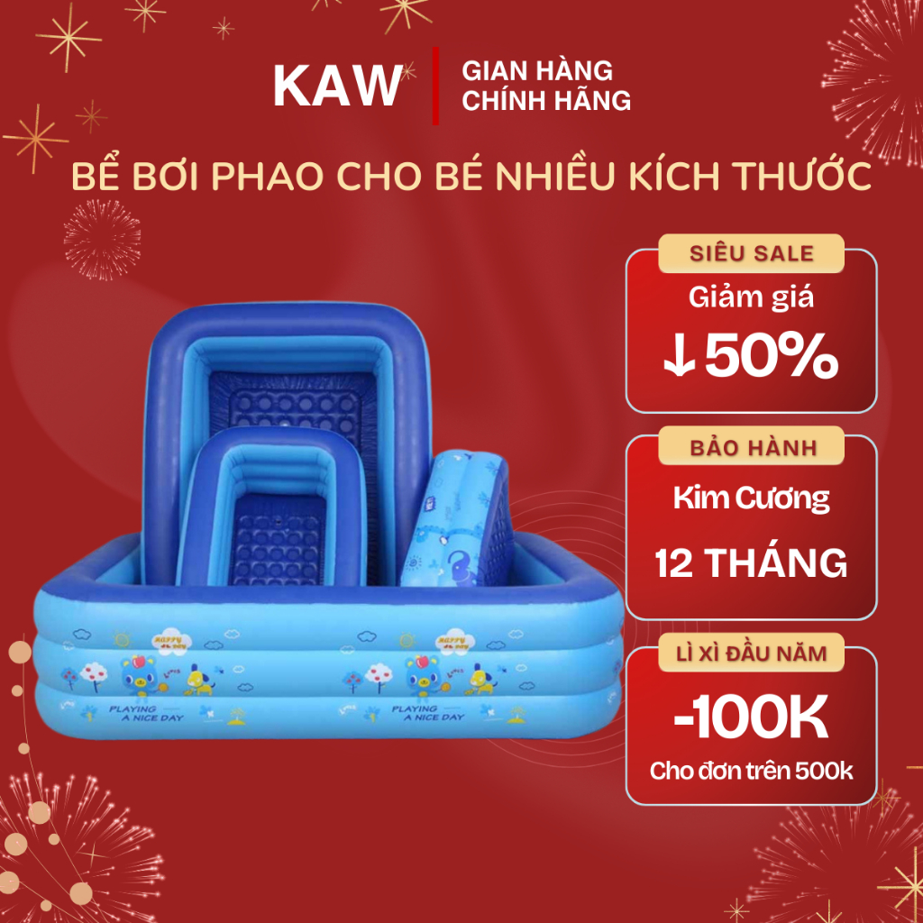 Phao bơi cho bé chính hãng KAW dày dặn, bền đẹp, đáy chống trượt -Nhiều kích th ước