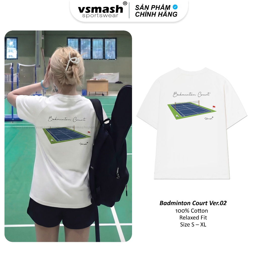 Áo Thun Cầu Lông Cotton Unisex Vsmash Sportwear "BMT COURT V.2" – Vải Bông Em Bé Mềm Mịn, Thoáng Mát