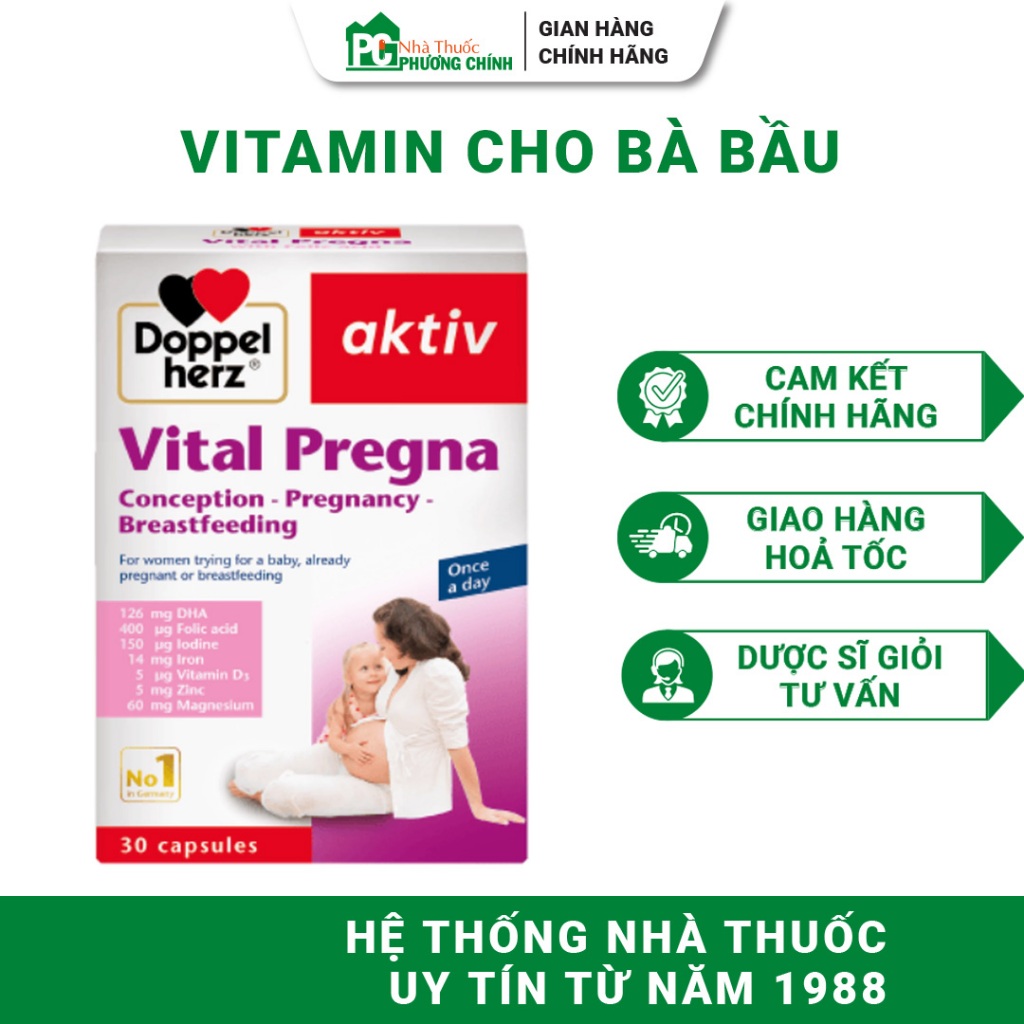 Vitamin Tổng Hợp Cho Bà Bầu Doppelherz Vital Pregna - Hỗ Trợ Thai Kỳ Khoẻ Mạnh 30 Viên/Hộp