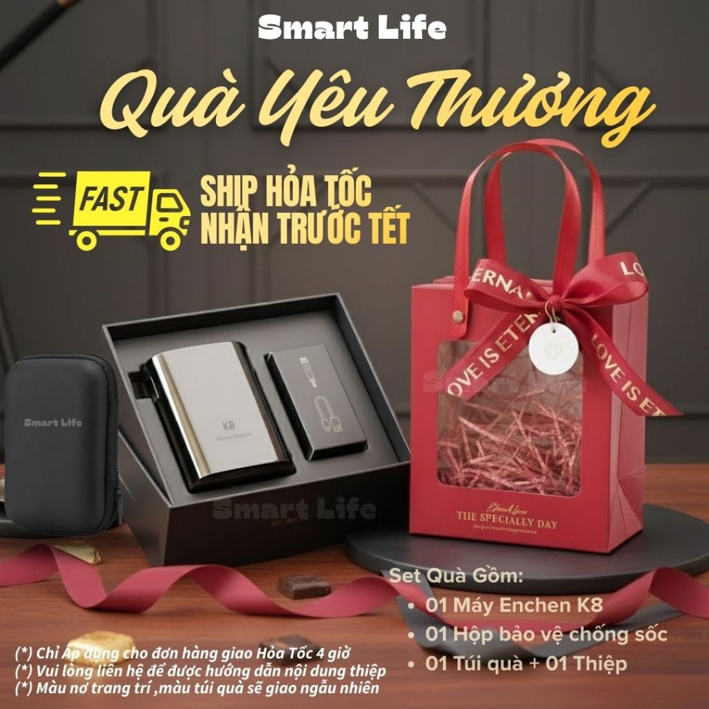 SET QUÀ TẶNG NAM GIỚI Máy cạo râu Enchen Mini 6/ Enchen K8/ Enchen 6S lưỡi dao tự mài, lưỡi đôi từ t