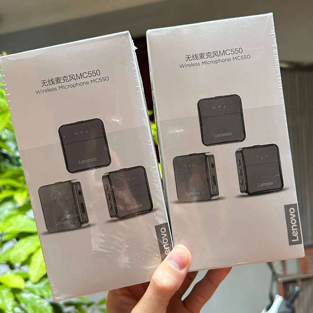 Mic thu âm không dây cài áo hãng LENOVO MC550 2TX + 1RX Màu Trắng