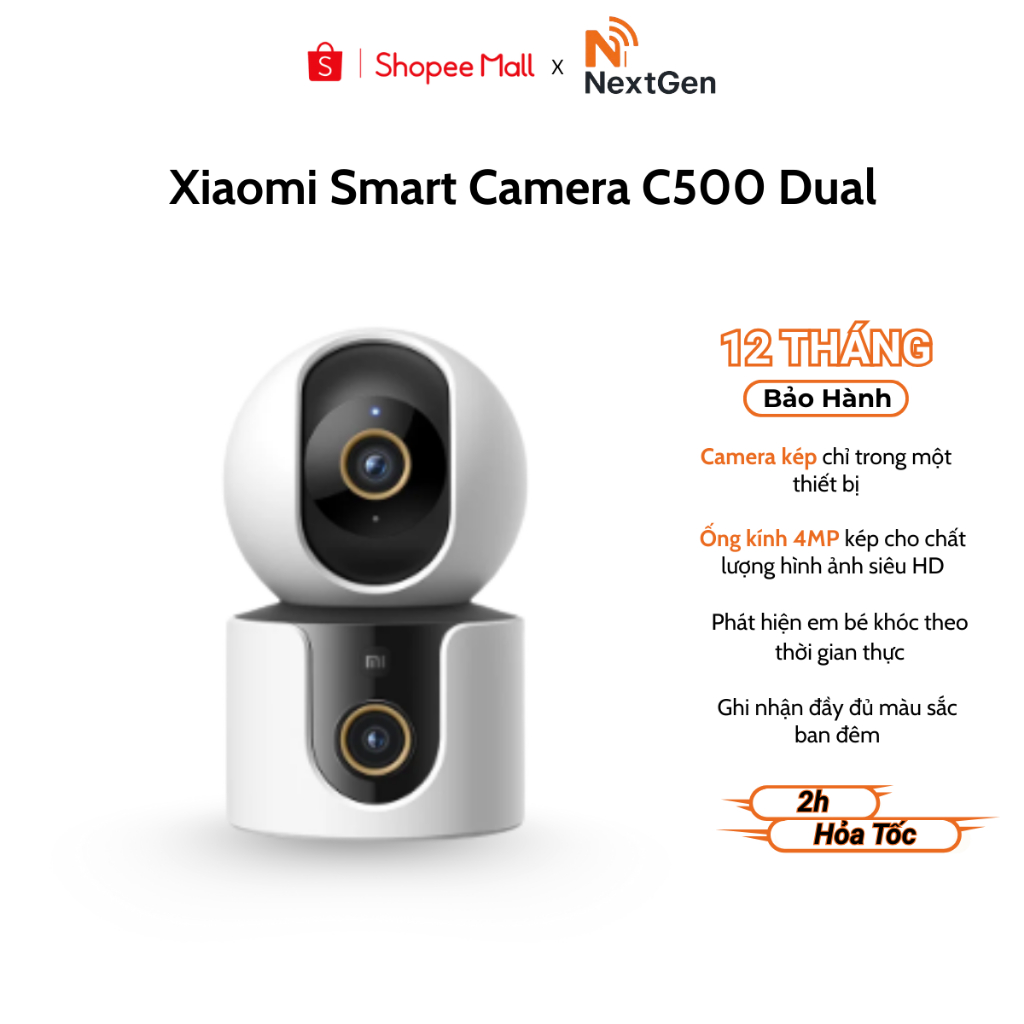 Camera an ninh Smart Xiaomi C500 Dual EU camera kép ống kính 4MP - Bảo Hành 12 Tháng