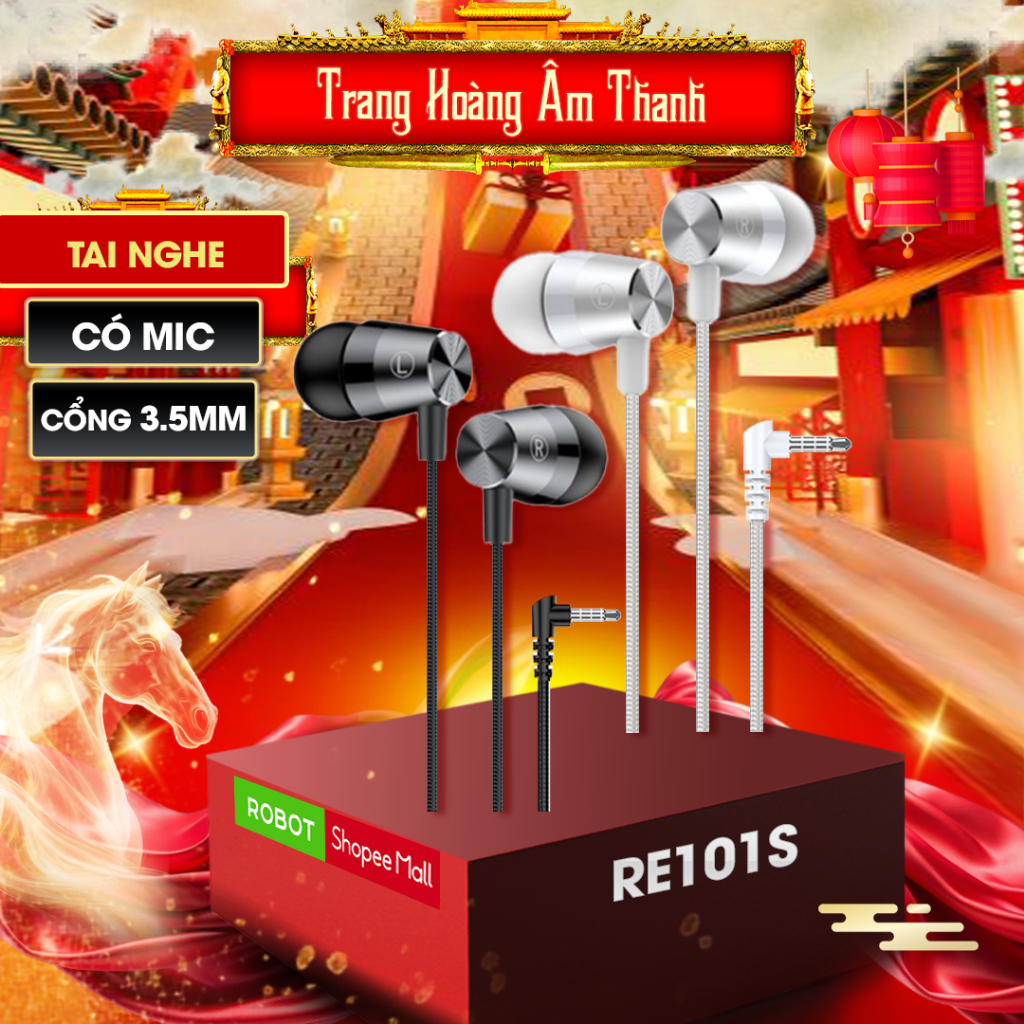 Tai Nghe Có Dây ROBOT RE101S Nghe Nhạc Đàm Thoại Cổng Kết Nối 3.5mm - Dây Chống Rối