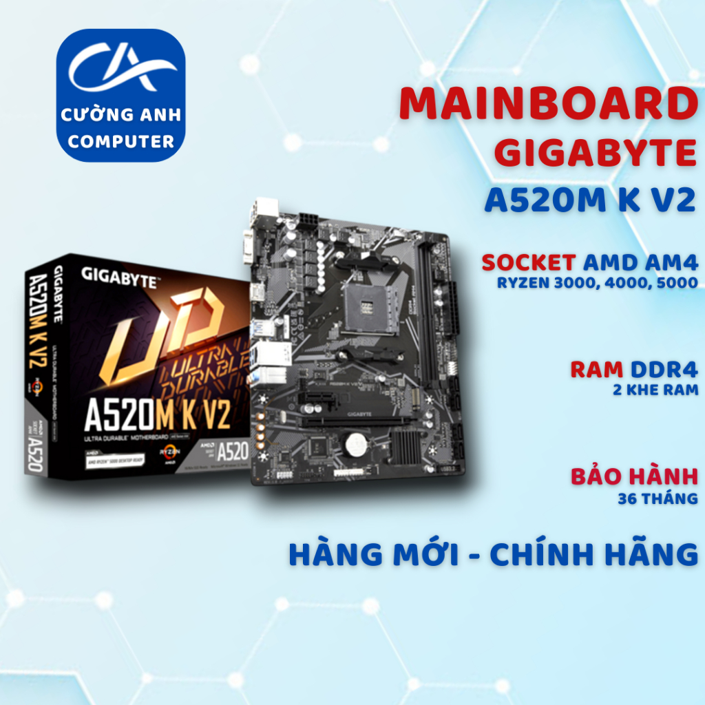 Mainboard GIGABYTE A520M K V2. Hàng mới chính hãng