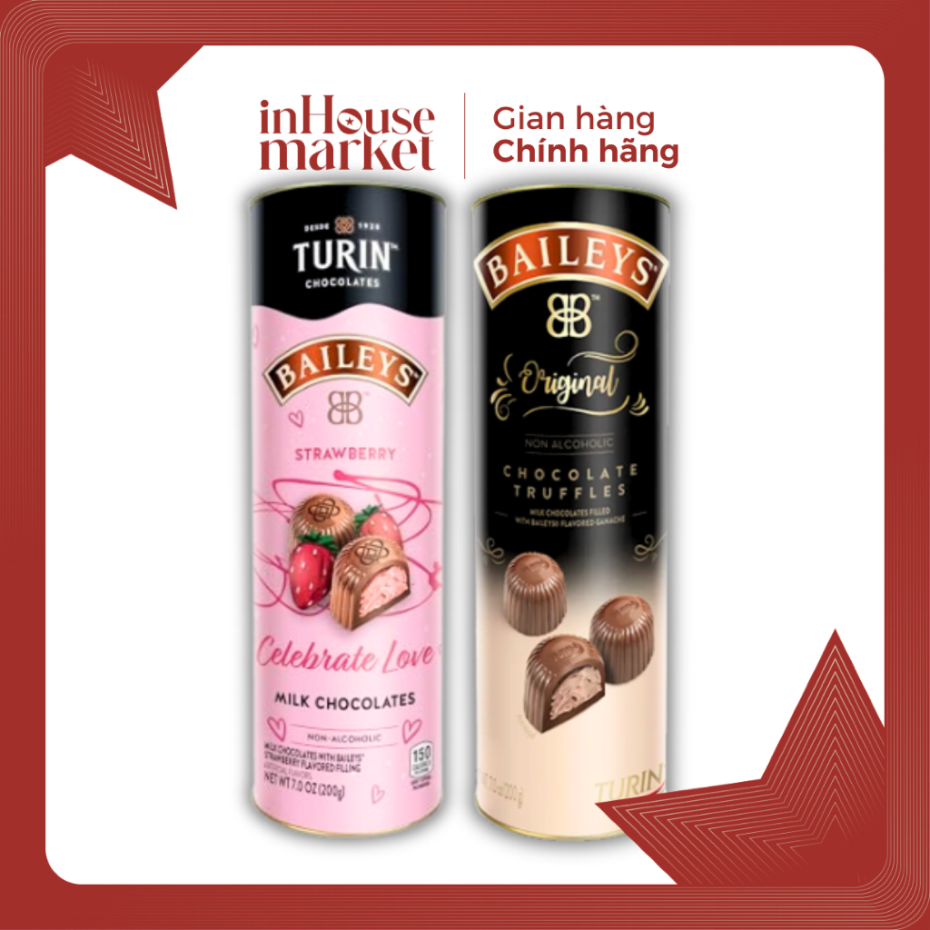 Kẹo Socola Turin Baileys Strawberry & Kẹo Socola Baileys Original - Lon (200g)