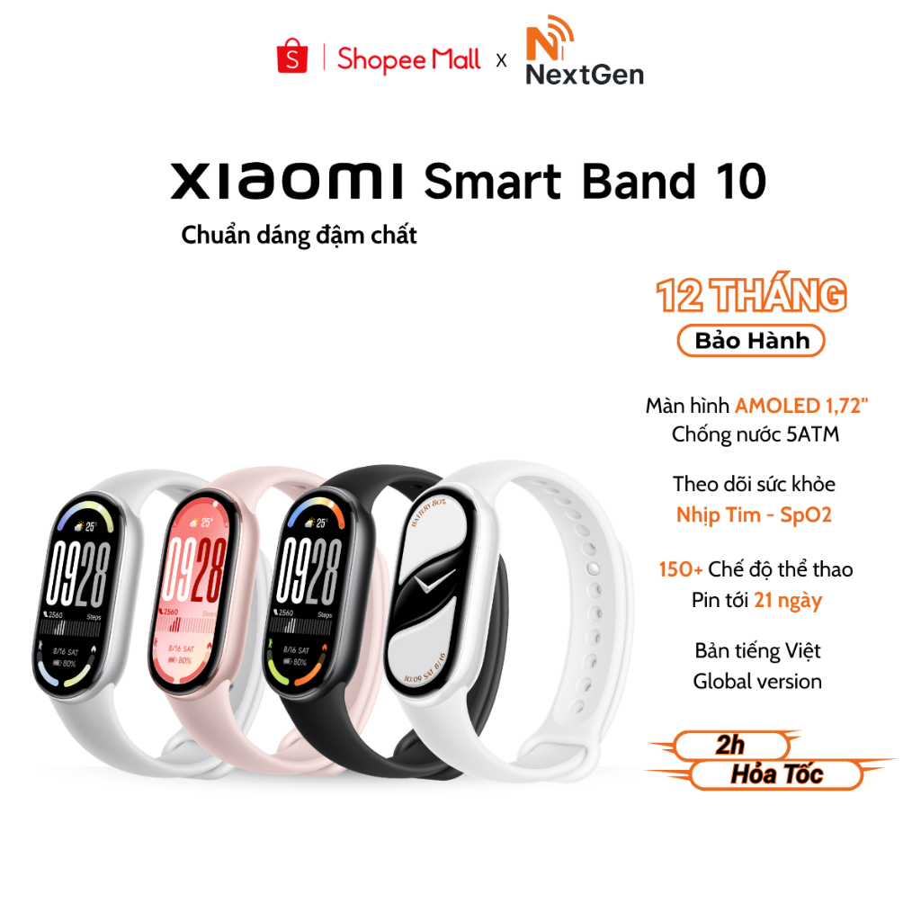Vòng Đeo Tay Thông Minh Xiaomi Mi Band 9, Band 10 Theo Dõi Sức Khỏe, Bản Quốc Tế - Hàng Chính Hãng | BigBuy360 - bigbuy360.vn