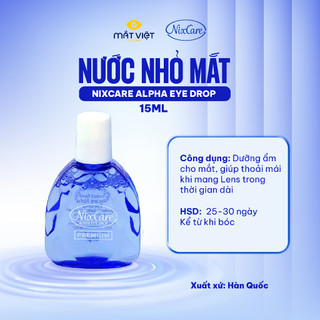 Nước Nhỏ Mắt Cao Cấp Nixcare Moisture Drops, Nước Nhỏ Mắt Đeo Contact Lens Hàn Quốc 15ml, Nước Nhỏ Mắt Chính Hãng