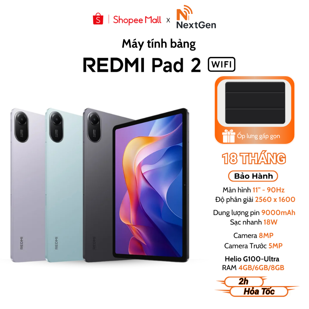 Máy Tính Bảng Xiaomi Redmi Pad 2 4/128GB - 6/128GB - 8/256GB Bản Wifi - Bảo Hành 18 Tháng Chính Hãng