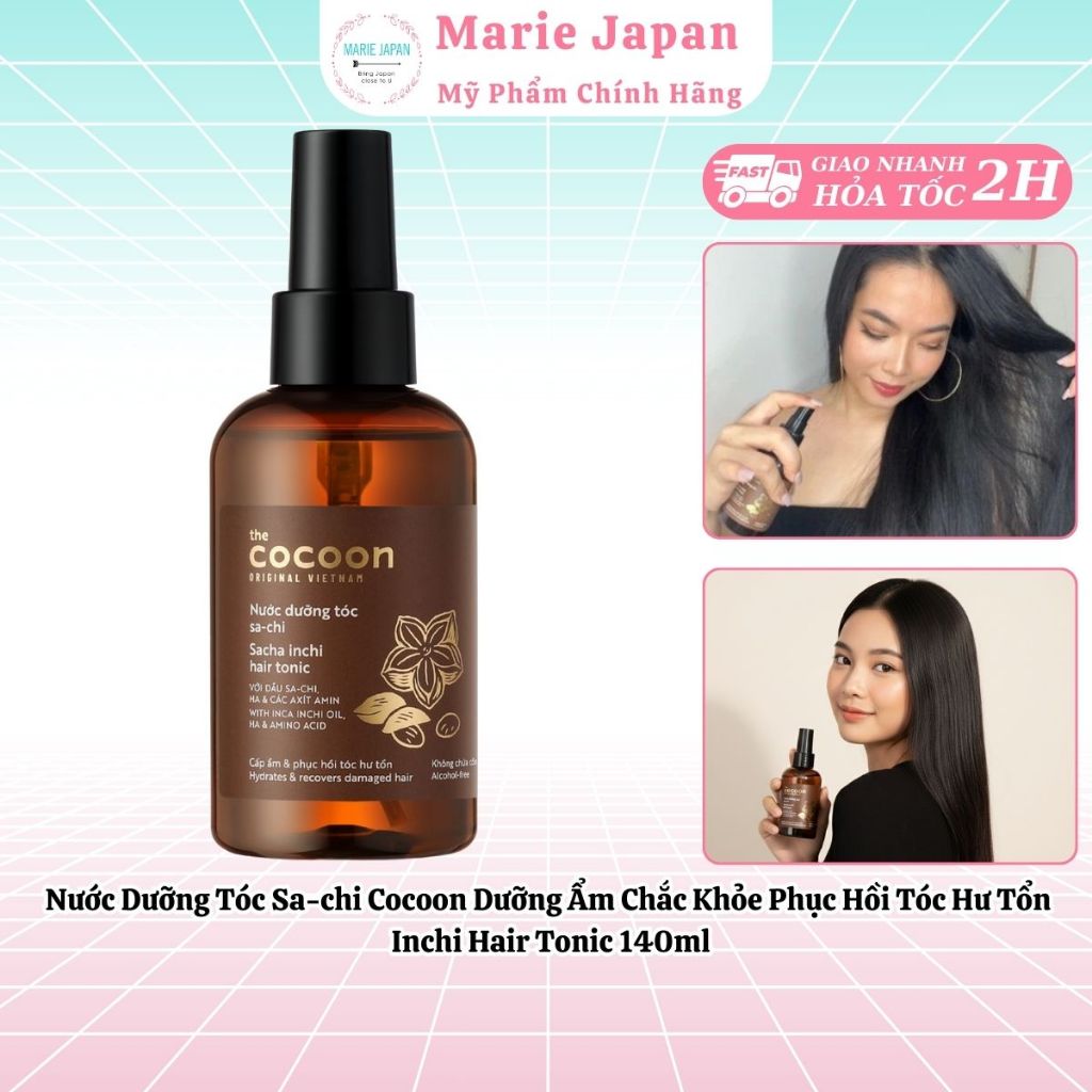 Nước Dưỡng Tóc Sa-chi Cocoon Dưỡng Ẩm Chắc Khỏe Phục Hồi Tóc Hư Tổn Inchi Hair Tonic 140ml