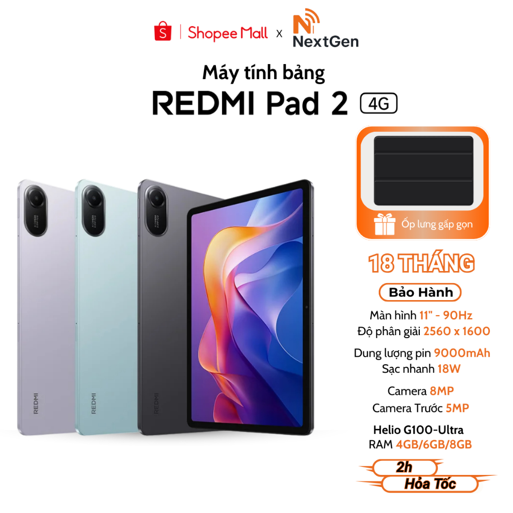 Máy Tính Bảng Xiaomi Redmi Pad 2 4/128GB Bản Dùng Sim 4G - Chính Hãng Quốc Tế - Bảo Hành 18 Tháng