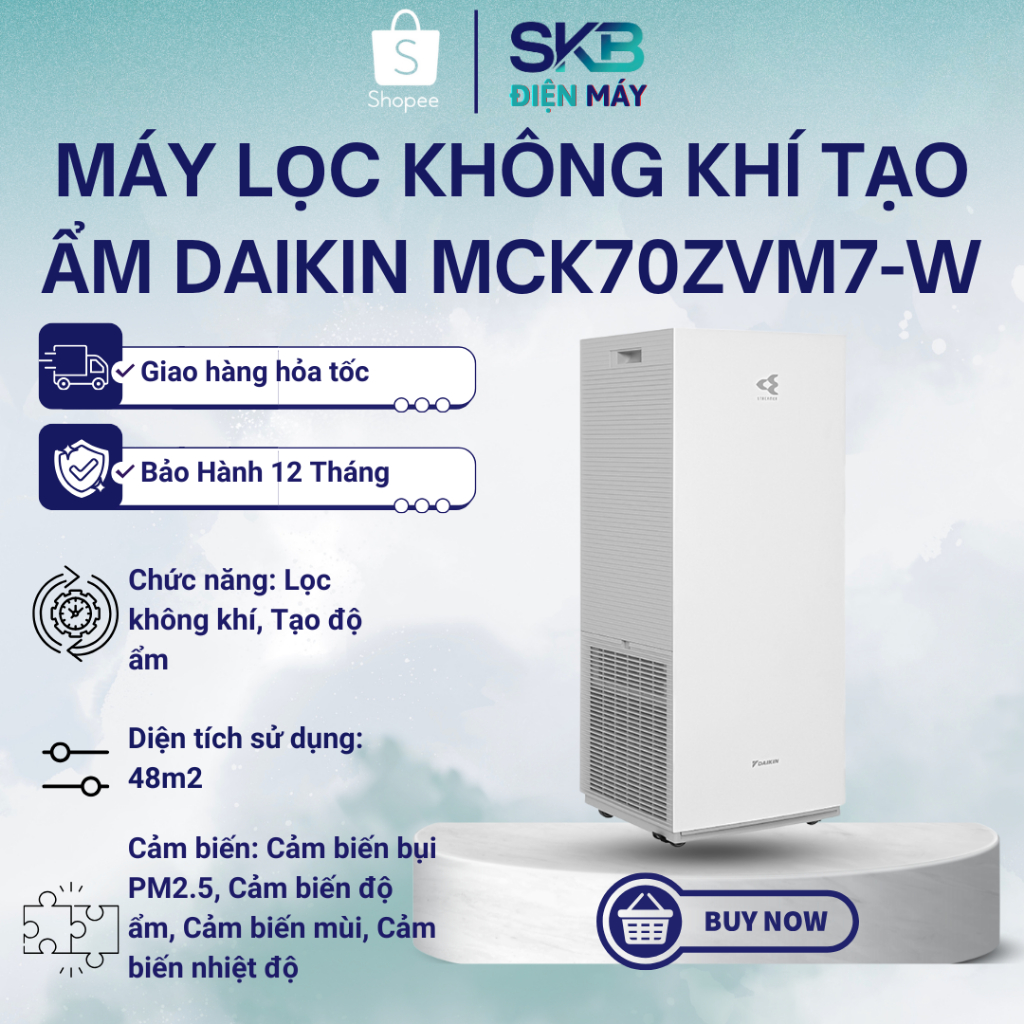 Máy lọc không khí tạo ẩm Daikin MCK70ZVM7-W - Bảo Hành Chính Hãng 12 Tháng