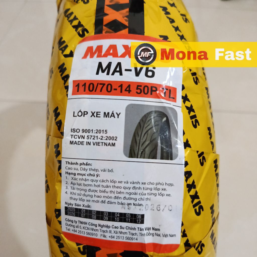 vỏ không ruột 110/70-14 maxxis v6