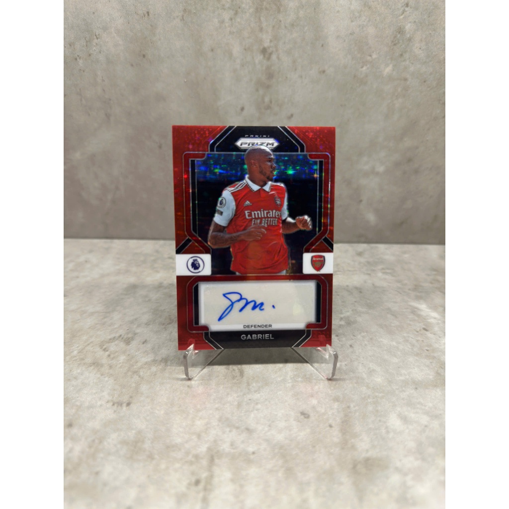 [Auto] Thẻ chữ ký cầu thủ Gabriel Magalhaes Arsenal - Panini Prizm red on red