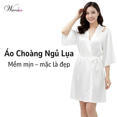 Áo choàng ngủ WANNABE áo khoác ngủ kimono khoét hình giọt nước ở vai lưng xinh xắn nữ tính KIS61