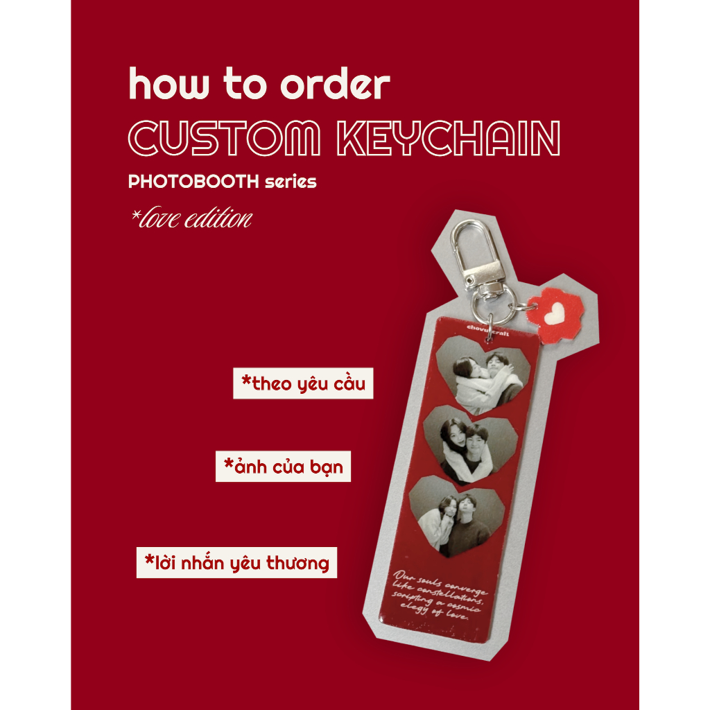 Keychain Photobooth Khung Trái tim Valentine by Cho Vui Craft