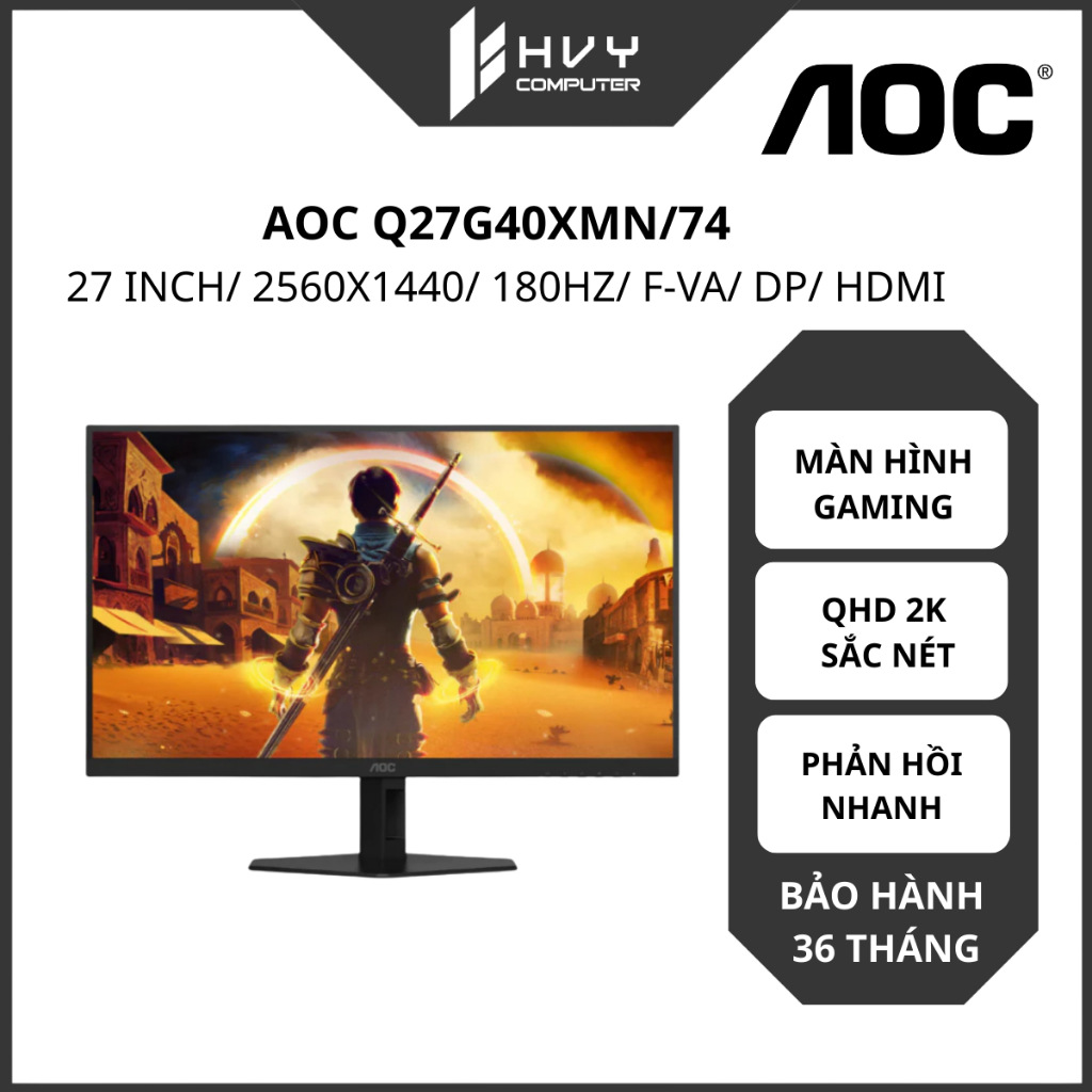 Màn hình AOC Q27G40XMN/74 27''/ 2560x1440/ 180Hz/ F-VA/ DP/ HDMI | Tương phản cao - Hàng Chính Hãng