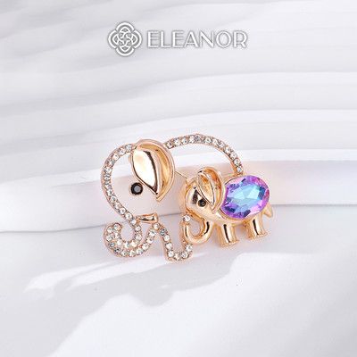 Ghim cài áo nữ Eleanor Accessories hình con voi đính đá phụ kiện thời trang trâm cài áo 11503