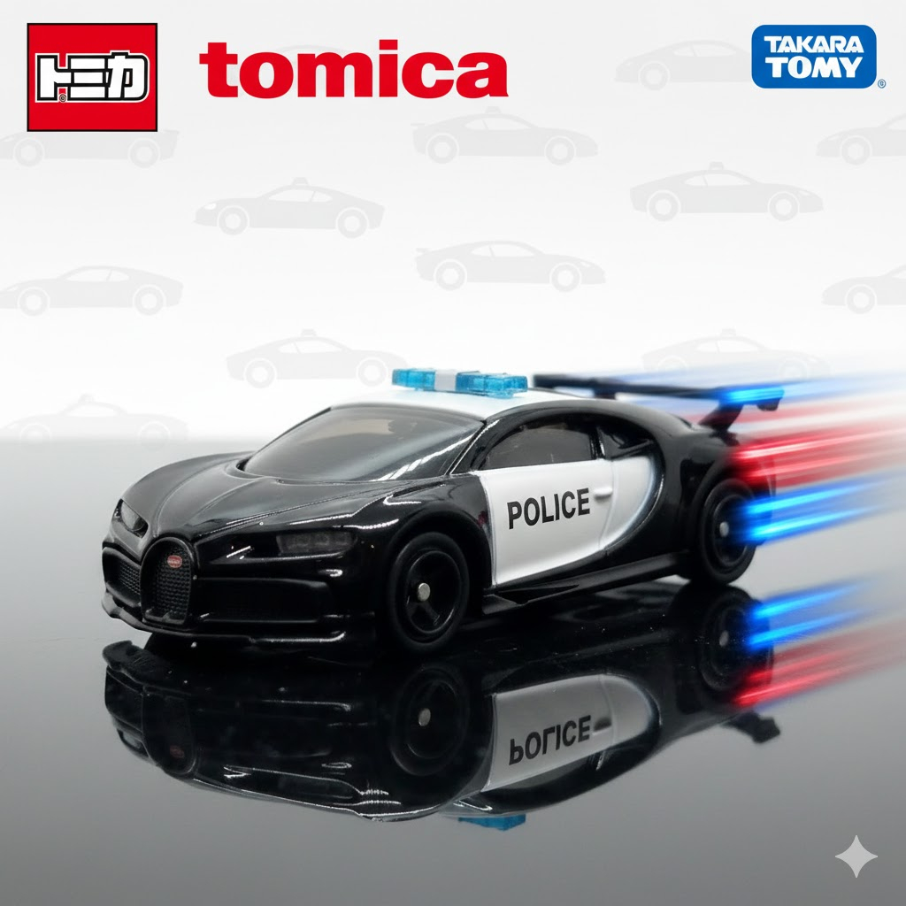 Xe Mô Hình Tomica Asia 150 No.79 Bugatti Chiron Pur Sport Police – Chính Hãng Takara Tomy