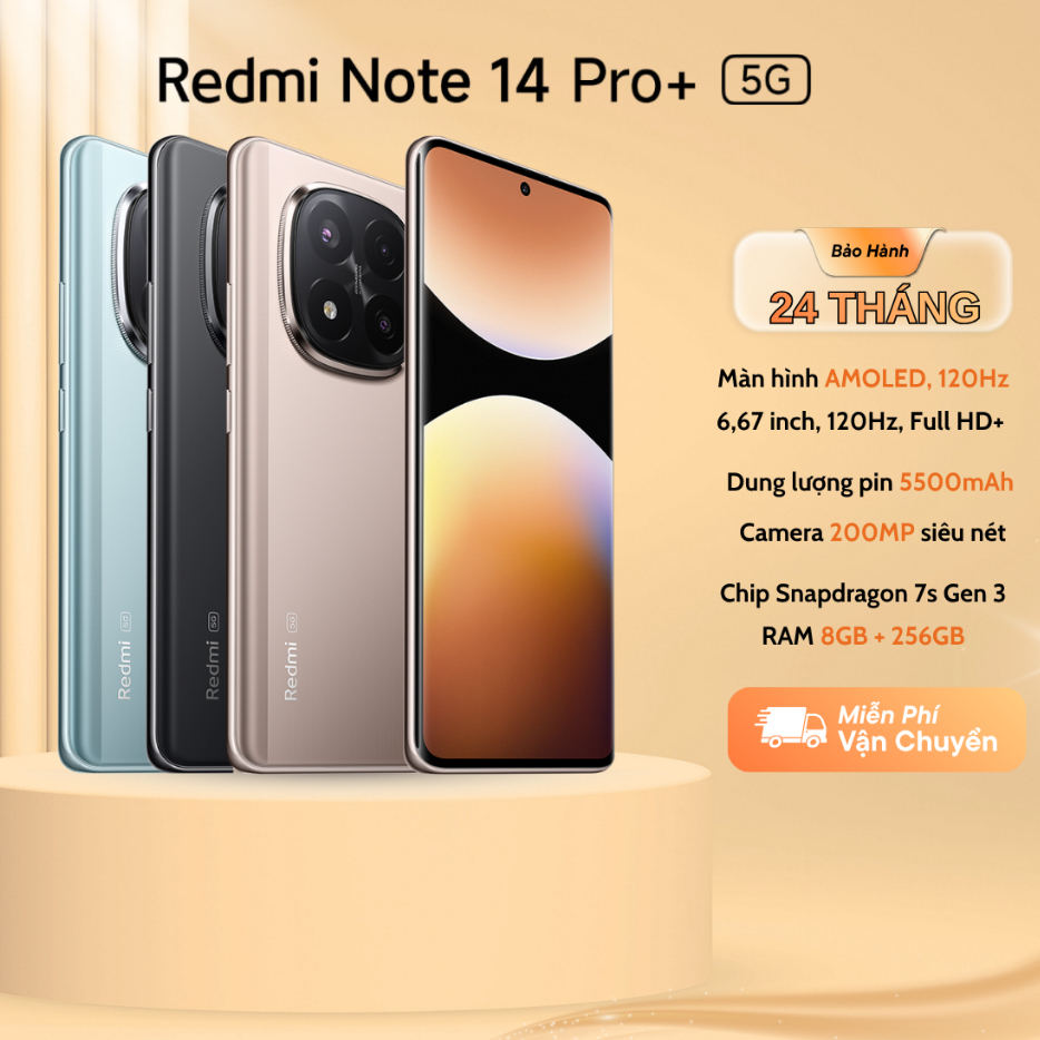 Điện thoại thông minh Xiaomi Redmi Note 14 Pro+ (Plus) 5G 8/256GB - Bảo Hành 12 Tháng Chính Hãng