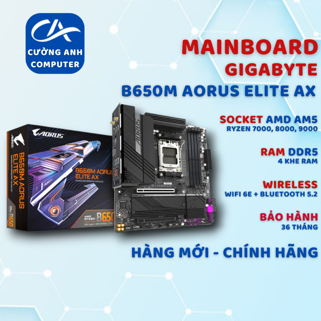 Mainboard GIGABYTE B650M AORUS ELITE AX. Hàng mới chính hãng