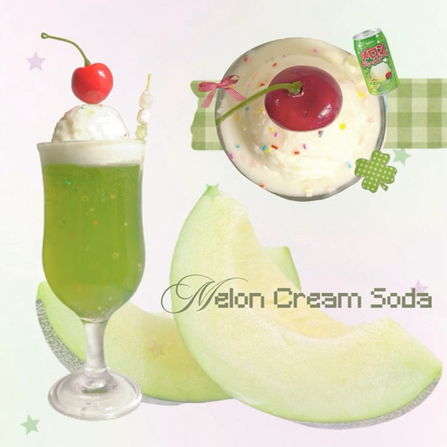 (Mô hình làm bằng nến) Nến Melon cream soda trang trí bàn học dễ thương