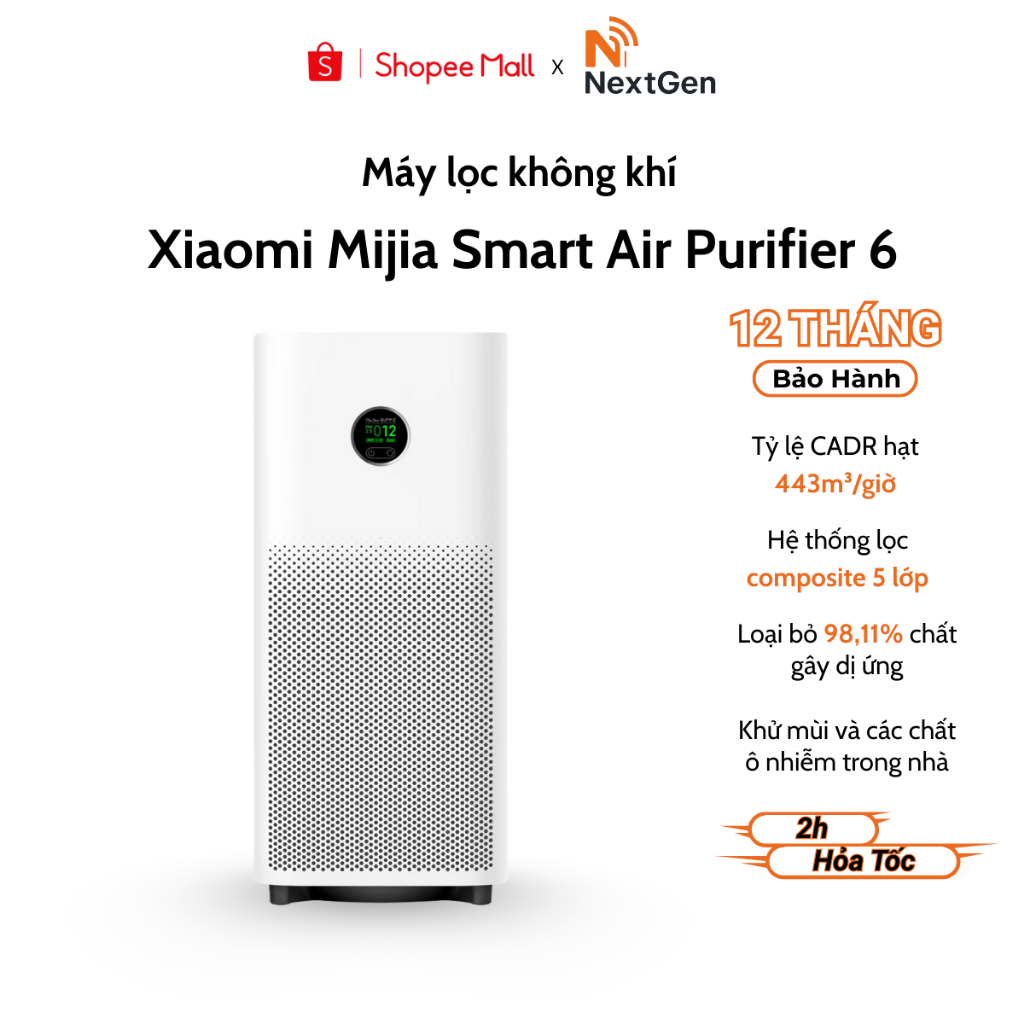 Máy Lọc Không Khí Xiaomi Mijia Smart Air Purifier 6 - Bản Quốc Tế Bảo Hành 12 Tháng