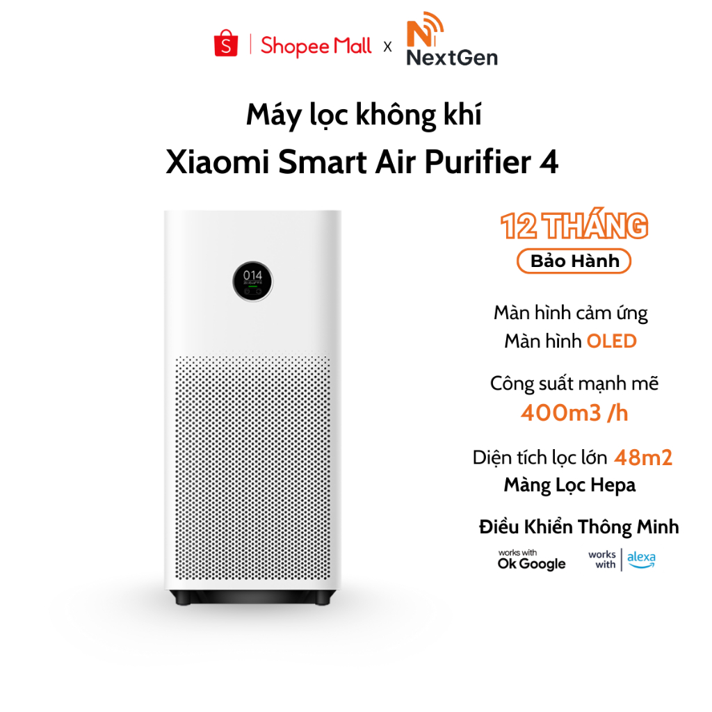 Máy Lọc Không Khí Xiaomi Mi Air Purifier Gen 4 Hệ Thống Lọc 5 Lớp Hiệu Quả - Chính Hãng BH 12 Tháng
