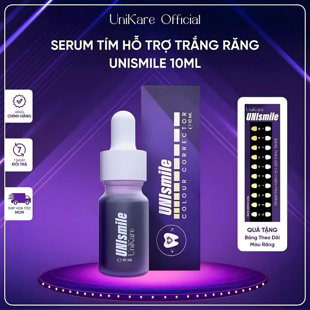 Serum Trắng Răng Unismile, Hỗ Trợ Cải Thiện Vết Ố Vàng Răng, Làm Sạch Mảng Bám Trên Răng Unikare 10ml