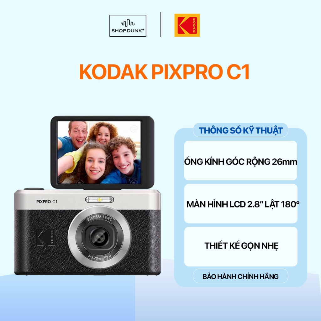 Máy Ảnh Compact Kodak Pixpro C1 Màn Hình Lật LCD 2.8 Inch Chính Hãng