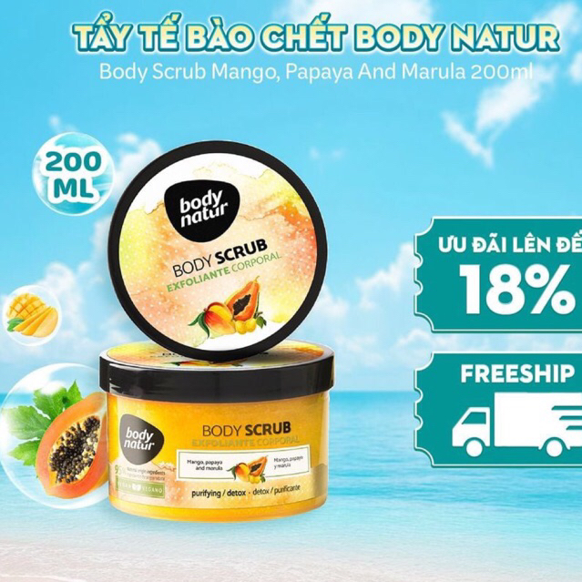 Tẩy tế bào chết Body Natur Body Scrub Mango, Papaya And Marula 200ml