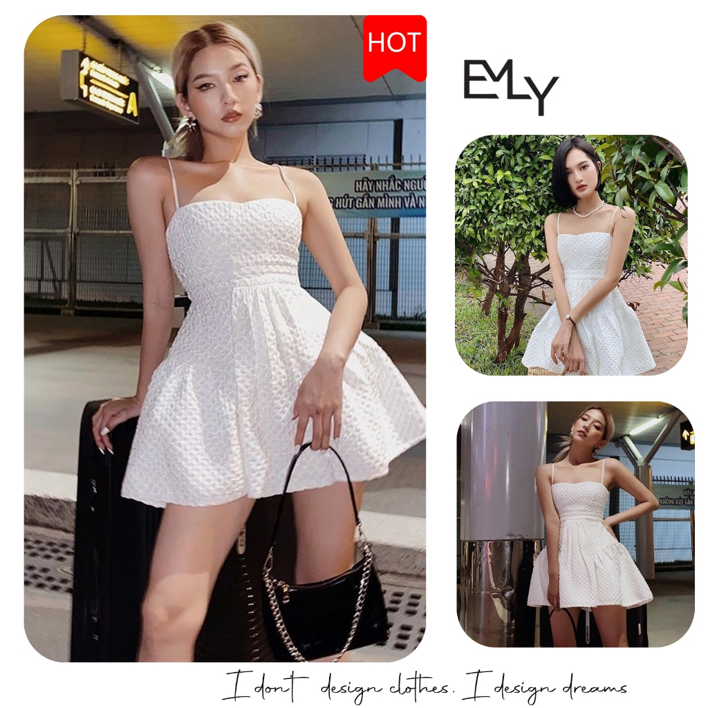 Đầm 2 dây dáng xòe midi Emilyshop