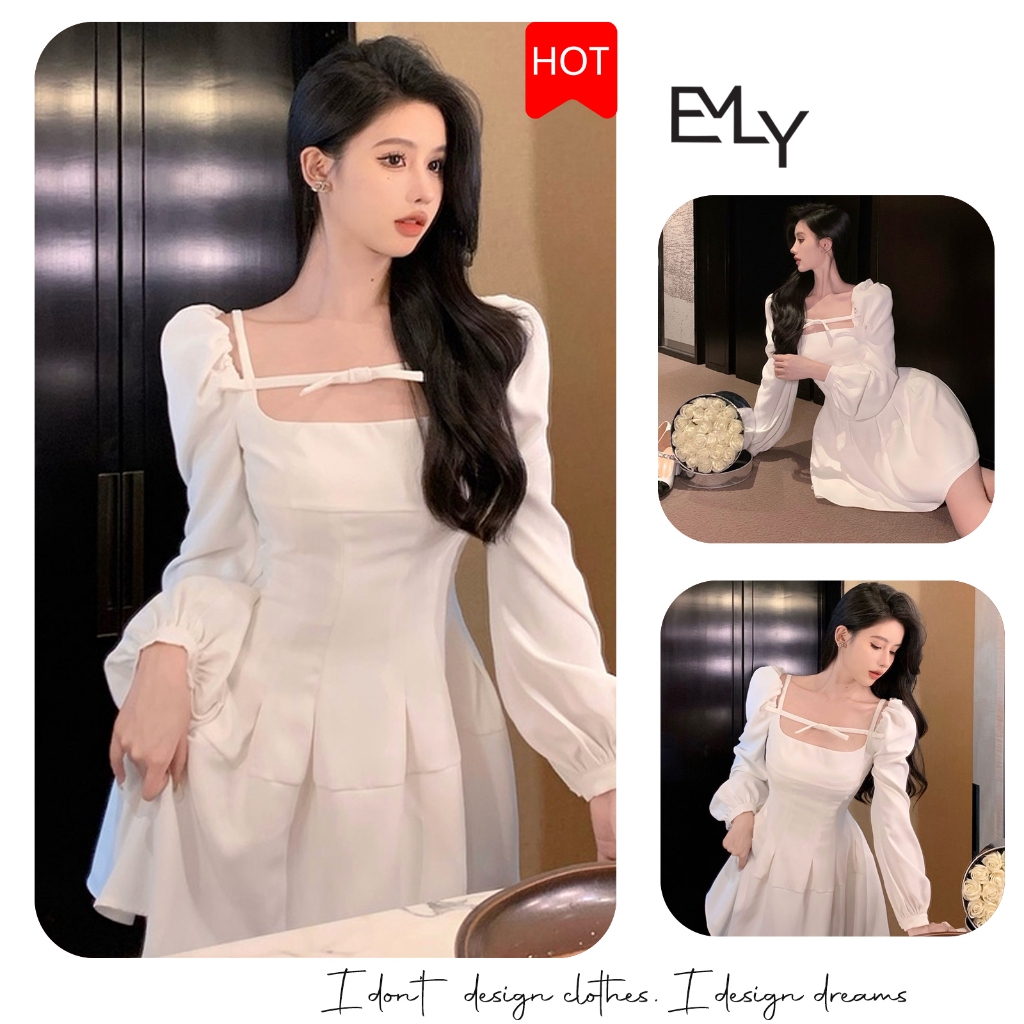 Đầm dáng xòe mini tay dài Emilyshop