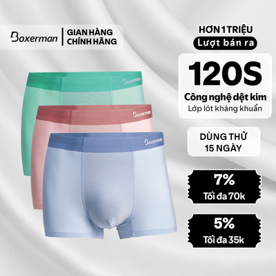 Quần boxer nam PROFIT COLOR cao cấp combo 3 quần sịp co giãn thoáng khí kháng khuẩn BOXERMAN