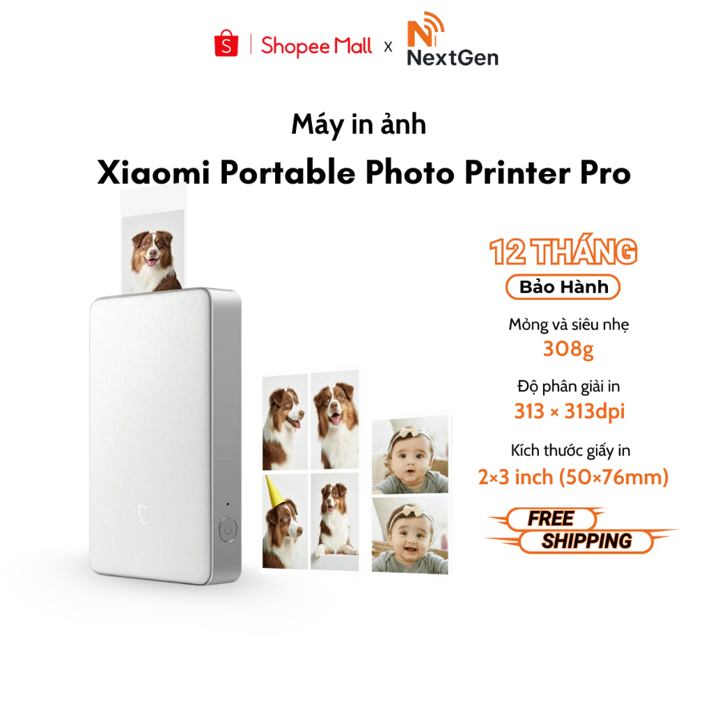 Máy in ảnh Xiaomi Portable Photo Printer Pro In thăng hoa nhuộm - Bảo hành 12 Tháng