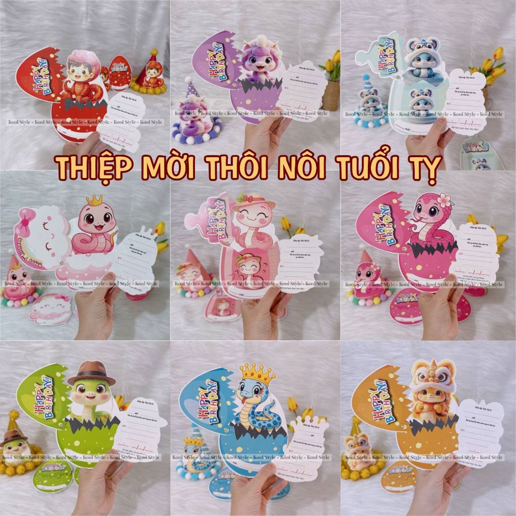 Combo 10 Thiệp Mời Sinh Nhật Đẹp Lạ Cho Bé( thiệp ghi tay) - Thiệp mời sáng tạo Kool Party
