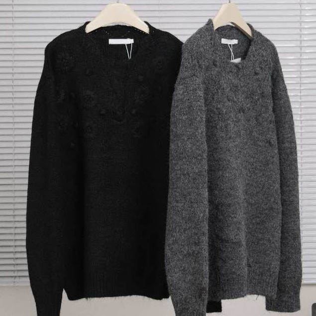 Áo len dài tay cổ V 2 màu Selected Fleurie Crewneck