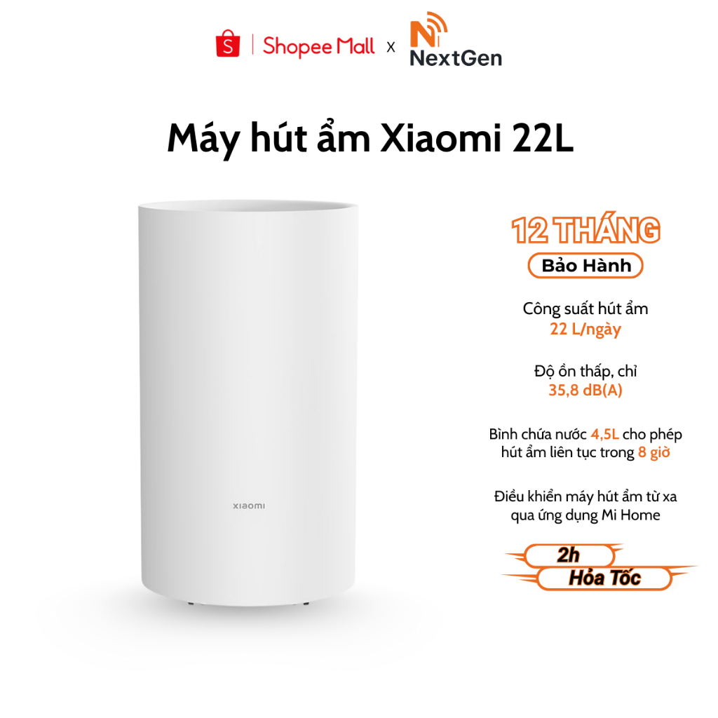 Máy hút ẩm thông minh Xiaomi Smart Dehumidifier 22L / 13L Hàng Chính Hãng- Độ ồn thấp - Khóa trẻ em