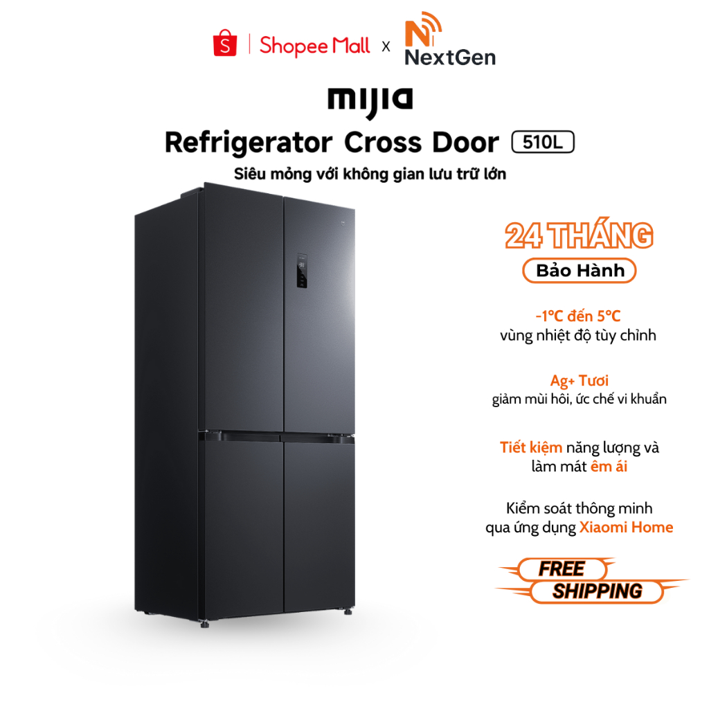 Tủ Lạnh Xiaomi Mijia Refrigerator Cross Door 510L, Làm Lạnh Nhanh, Tiết Kiệm Năng Lượng - Bảo Hành 2