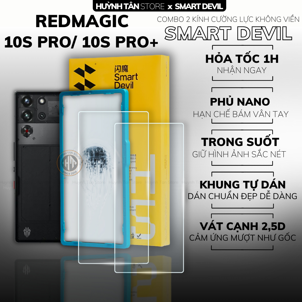 BỘ 2 Kính cường lực Smart trong suốt Nubia Redmagic 10S pro+ red magic 10S pro plus kèm khung tự dán