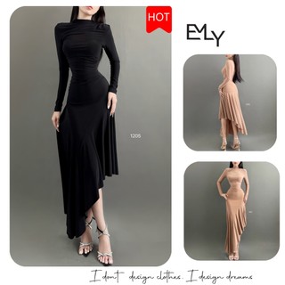 Đầm dự tiệc dáng dài tay dài midi Emilyshop (T)