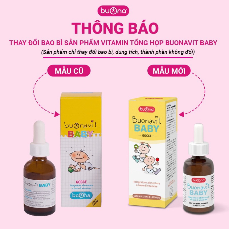 (Hàng Công Ty) BUONAVIT BABY VITAMIN TỔNG HỢP DẠNG NHỎ GIỌT CHO BÉ 20ML | NHẬP KHẨU CHÍNH HÃNG ITALI