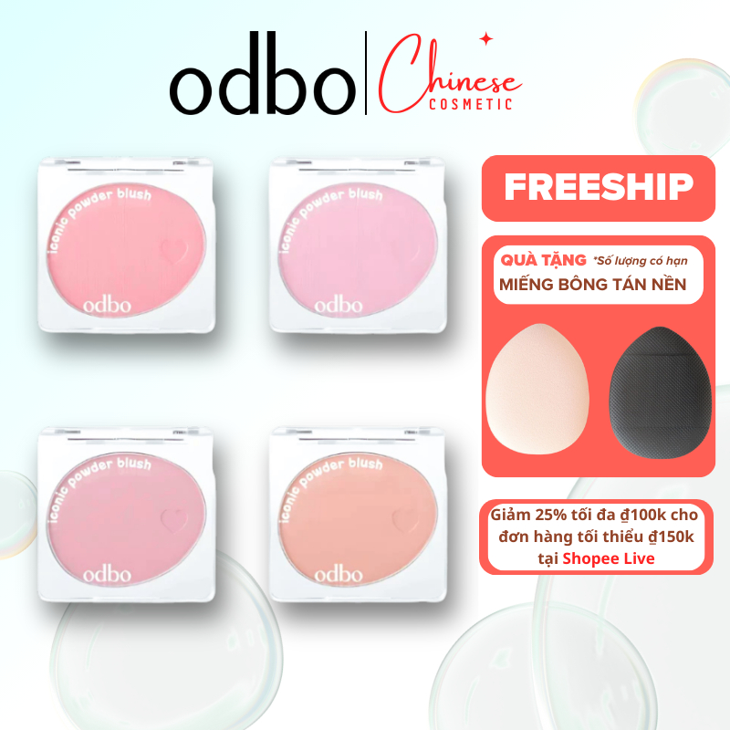 Phấn má hồng mịn lì chuẩn màu make up chuyên nghiệp Odbo Iconic Powder Blush OD1325