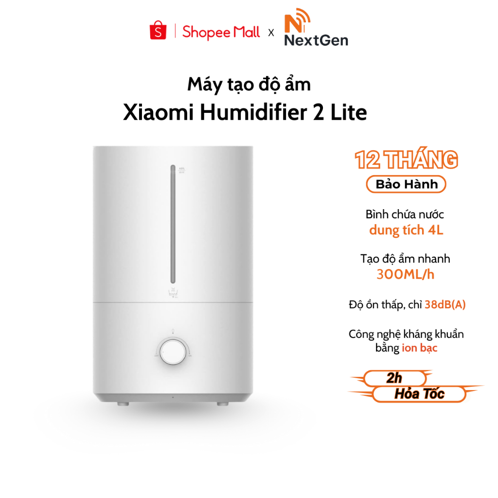 Máy phun sương tạo ẩm Xiaomi Smart Humidifier 2 Lite dung tích 4L - Bảo hành chính hãng 12 tháng