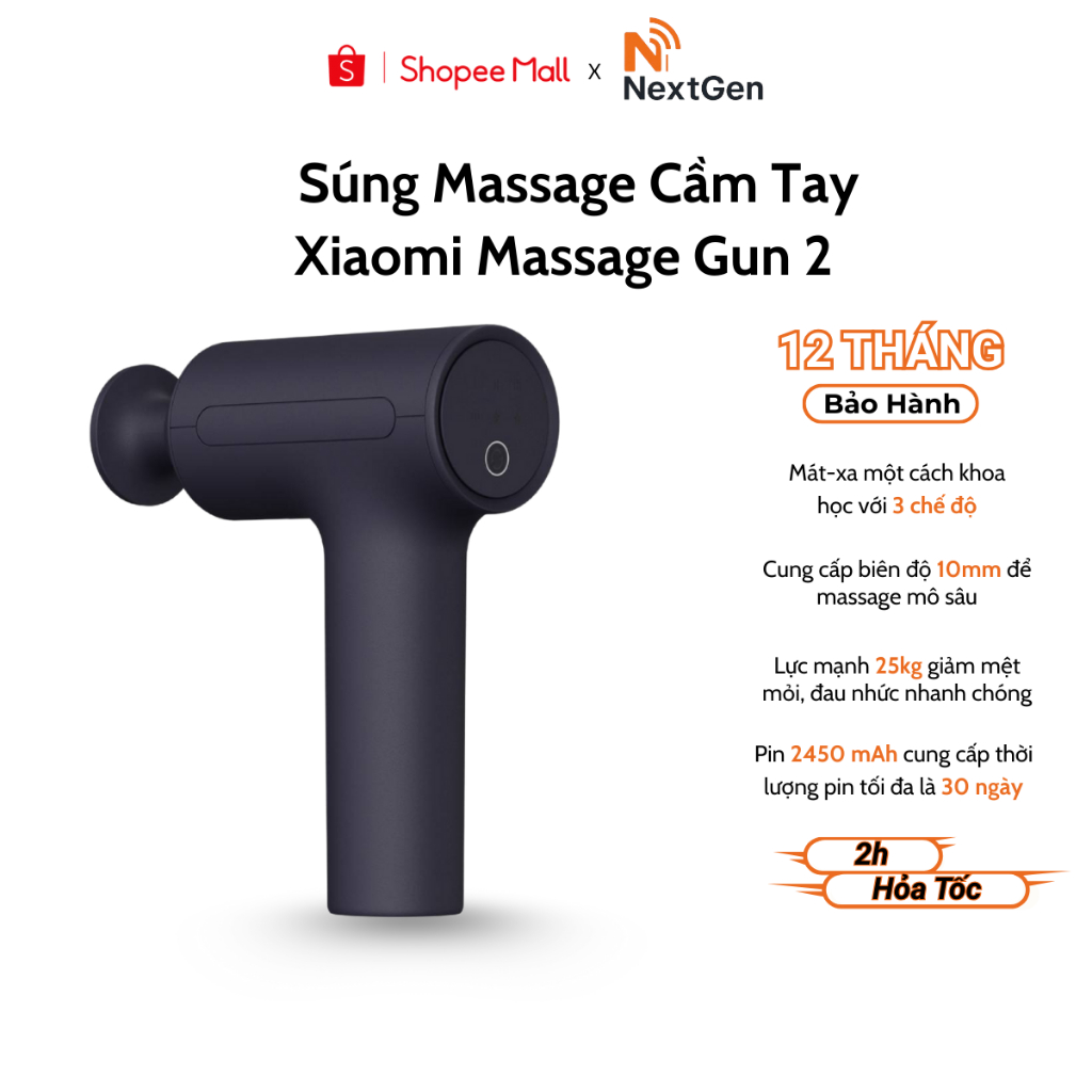 Súng Massage Cầm Tay Xiaomi Massage Gun 2 - Chính Hãng Bảo Hành 12 Tháng Toàn Quốc