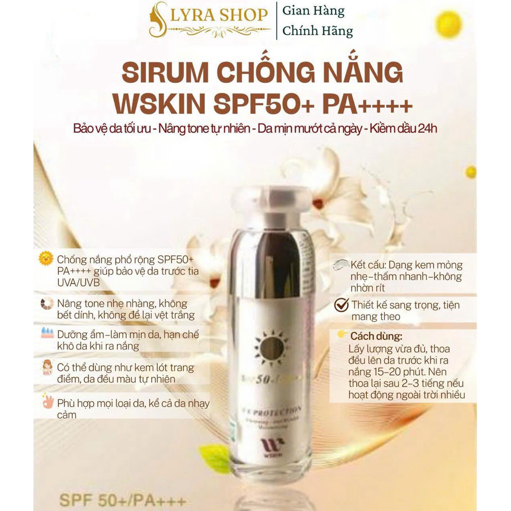KEM CHỐNG NẮNG TRẮNG DA WSKIN SPF50+ PA++++ [ Hàng chính hãng -có tem phụ ]