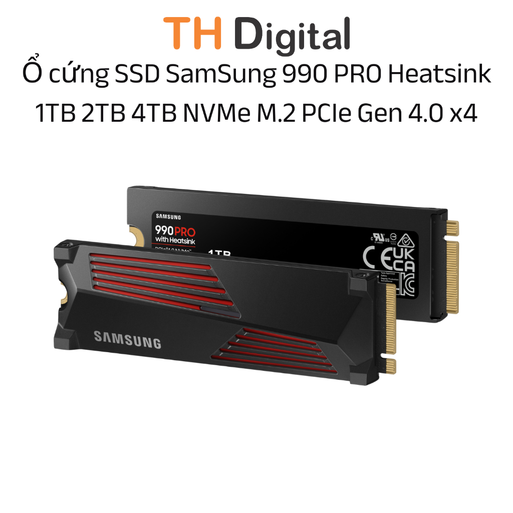 Ổ cứng SSD SamSung 990 PRO Heatsink 1TB 2TB 4TB NVMe M.2 PCIe Gen 4.0 x4 - Hàng chính hãng